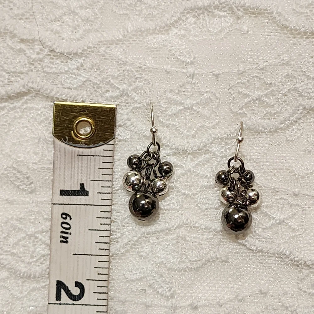 Elegant Silver Toned Cluster Dangle Drop Hook Earrings